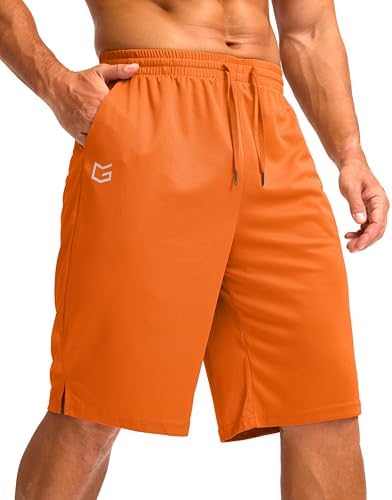 Men's 11" quick dry gym shorts, orange
