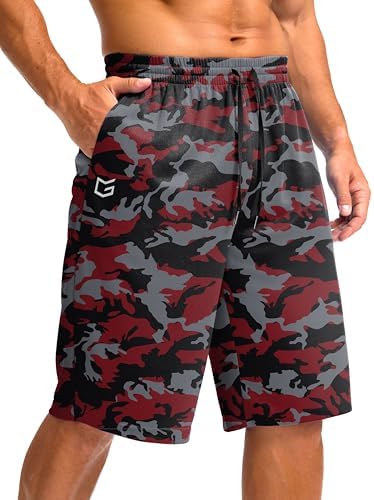 Men's 11" quick dry gym shorts, red camo