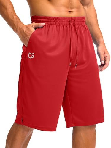 Men's 11" quick dry gym shorts, red