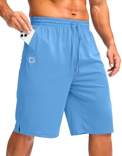 Men's 11" quick dry gym shorts, sky blue