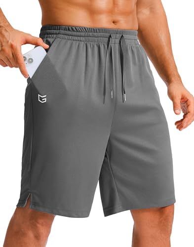 Men's 11" quick dry gym shorts, steel