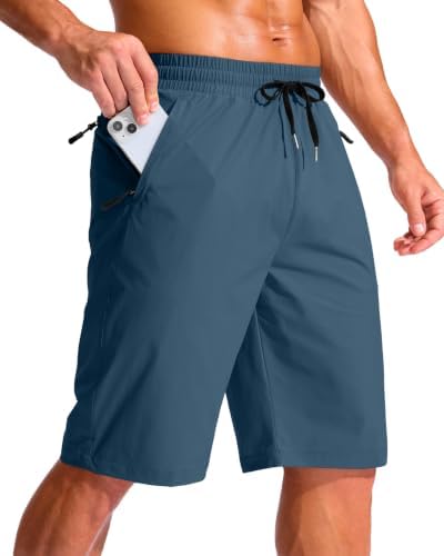 Men's 11" swim trunks, three zip pockets, dark blue