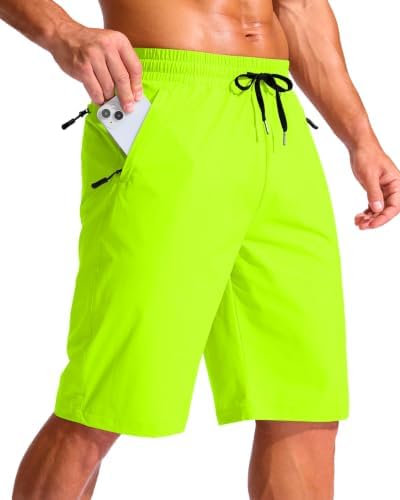 Men's 11" swim trunks, three zip pockets, ghost green