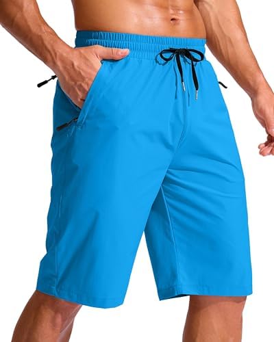 Men's 11" swim trunks, three zip pockets, lake blue