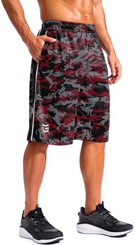 Men's 12" basketball shorts, red camo