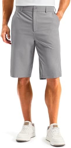 Men's 12" golf shorts, four pockets, light grey