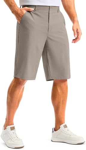 Men's 12" golf shorts, four pockets, stone grey