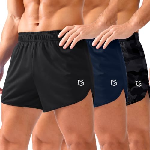 Men's 3.5" running shorts with liner, black