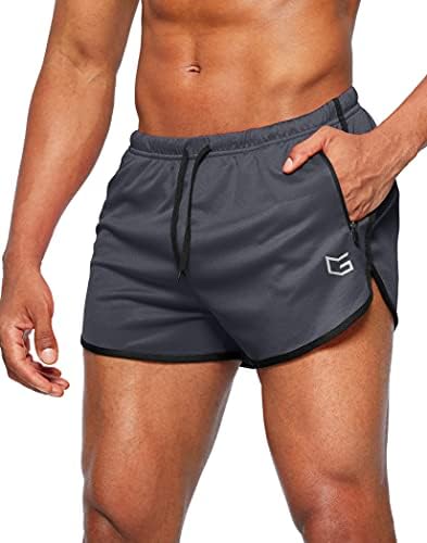 Men's 3" gym shorts, zip pockets, dark gray