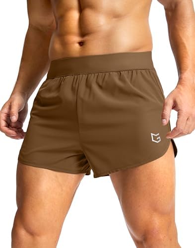 Men's 3" lightweight running shorts, brown