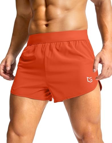 Men's 3" lightweight running shorts, orange