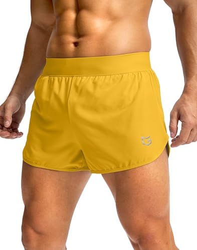 Men's 3" lightweight running shorts, yellow