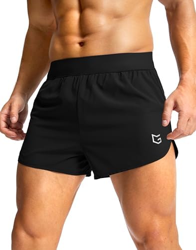Men's 3" running shorts, key pocket, black