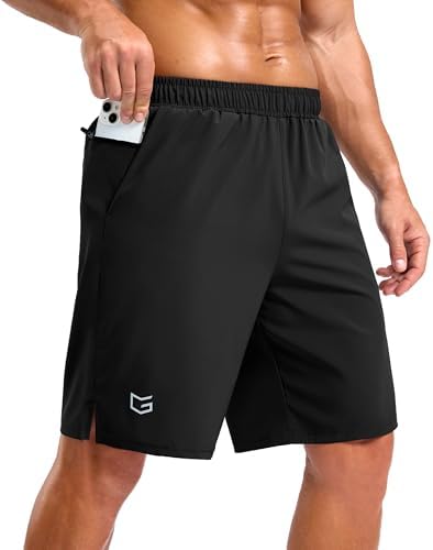 Men's 5" running shorts, two zip pockets, black