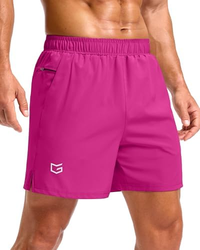 Men's 5" running shorts, two zip pockets, rose