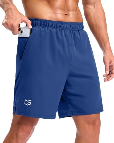 Men's 5" running shorts, two zip pockets, royal blue