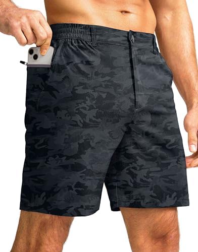 Men's 7" casual golf shorts, black camo