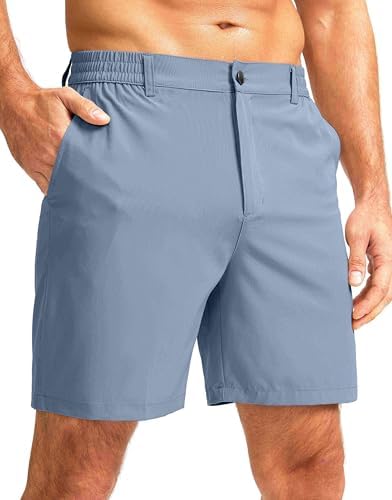 Men's 7" casual golf shorts, stone blue