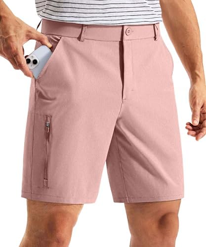 Men's 7" golf dress shorts, dusty pink