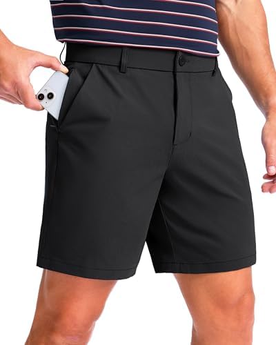 Men's 7" golf shorts, five pockets, black