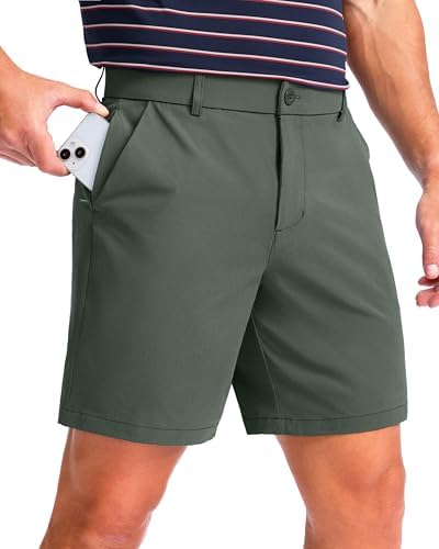 Men's 7" golf shorts, five pockets, grey sage