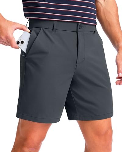 Men's 7" golf shorts, five pockets, iron grey