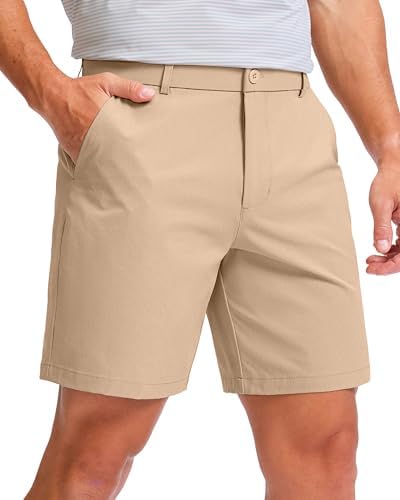 Men's 7" golf shorts, five pockets, khaki
