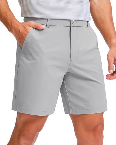 Men's 7" golf shorts, five pockets, light grey