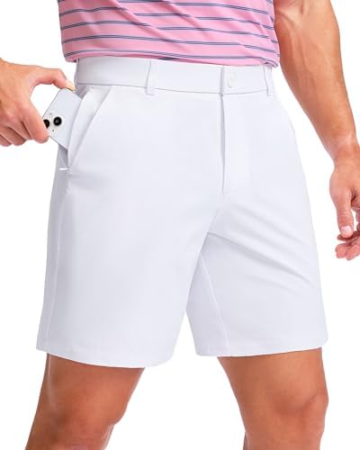 Men's 7" golf shorts, five pockets, white