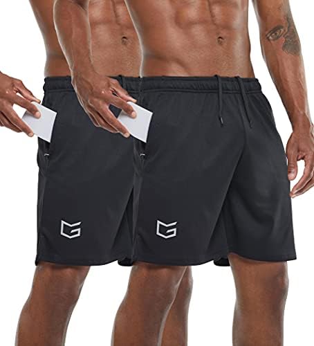 Men's 7" gym shorts, two-pack, black / black