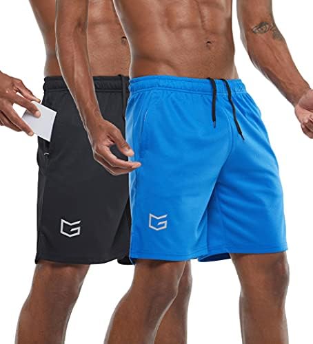 Men's 7" gym shorts, two-pack, black / blue