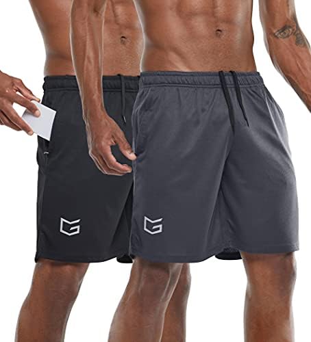 Men's 7" gym shorts, two-pack, black / dark grey