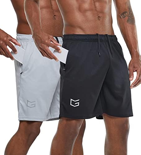 Men's 7" gym shorts, two-pack, black / gray