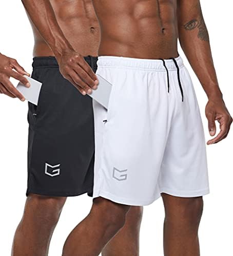 Men's 7" gym shorts, two-pack, black / white