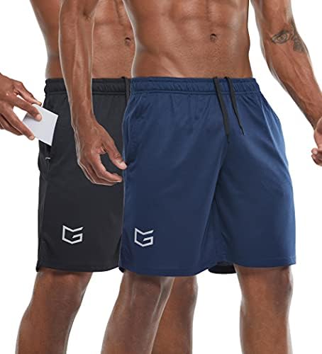 Men's 7" gym shorts, two-pack, navy blue / black