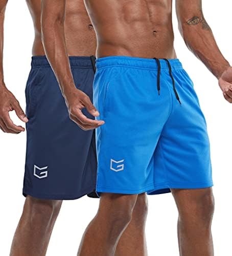 Men's 7" gym shorts, two-pack, navy blue / blue