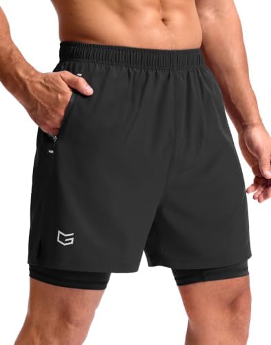 Men's 7" gym shorts with liner, black