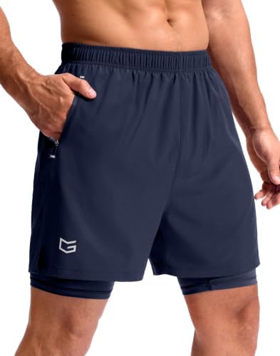 Men's 7" gym shorts with liner, navy
