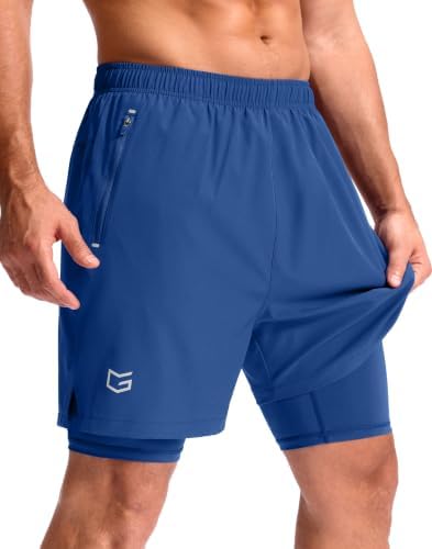 Men's 7" gym shorts with liner, royal blue