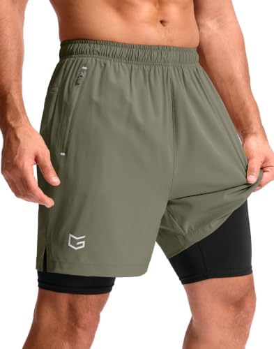 Men's 7" gym shorts with liner, sage green