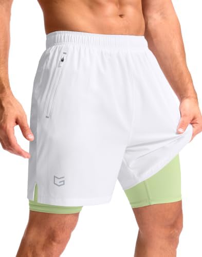 Men's 7" gym shorts with liner, white
