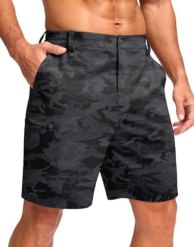 Men's 7" hiking golf shorts, black camo