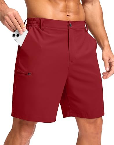 Men's 7" hiking golf shorts, red