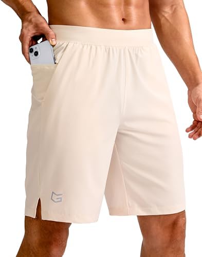 Men's 7" quick dry running shorts, beige