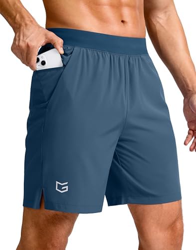 Men's 7" quick dry running shorts, blue grey