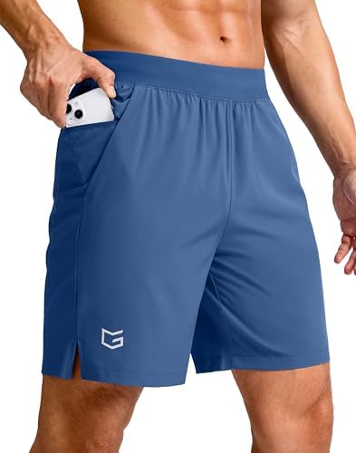 Men's 7" quick dry running shorts, dust blue