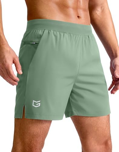 Men's 7" quick dry running shorts, green bamboo