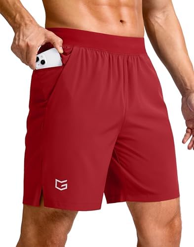 Men's 7" quick dry running shorts, red