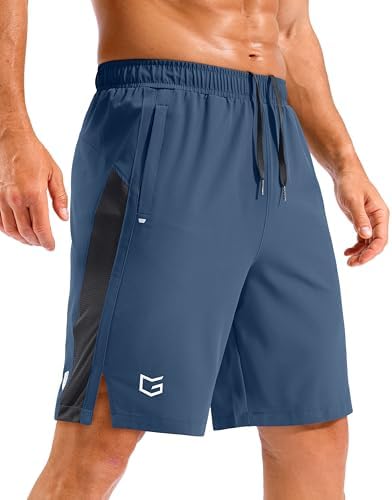 Men's 7" quick dry workout shorts, blue grey