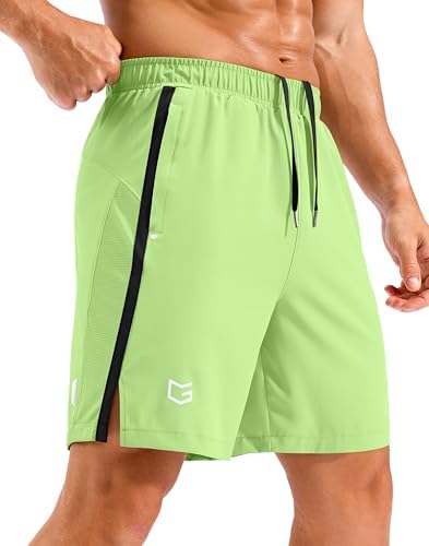 Men's 7" quick dry workout shorts, bright green